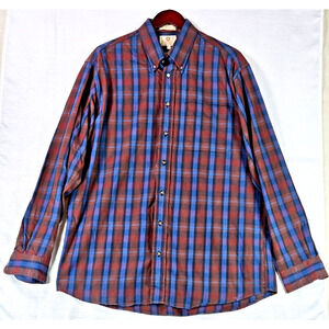 Viyella Men's Plaid Button Down Shirt Cotton Wool Blend Long Sleeve Size Large